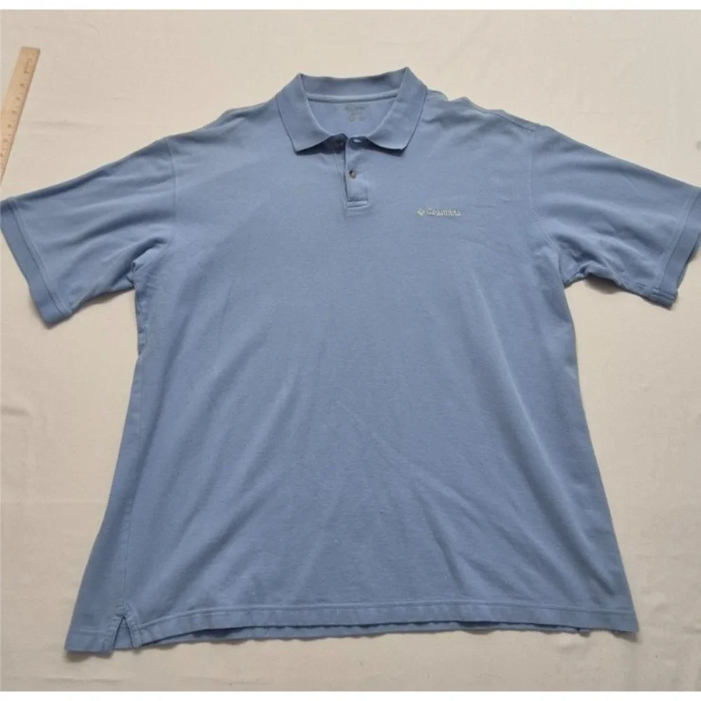 Colombia men's baby Blue short sleeve Polo shirt No Size Tag